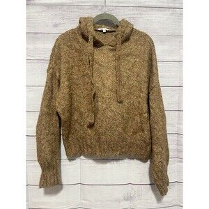 Z Supply Women's Sweater Size Medium Ariel Hooded Long Sleeve Brown